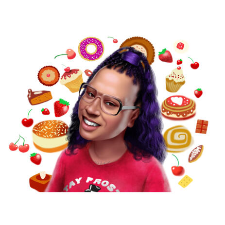 Person Logo Caricature in Colored Style from Photo for Dessert Business Avatar - example