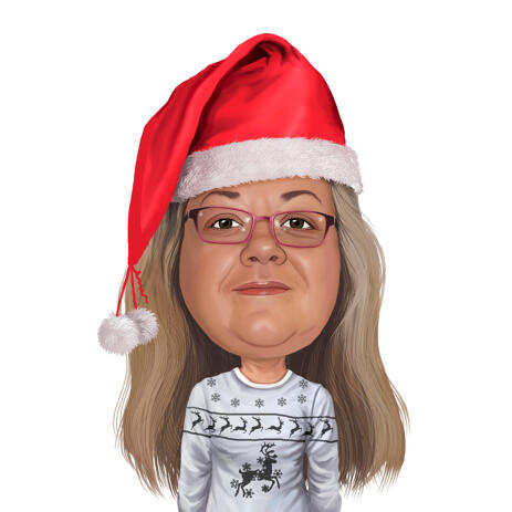 Head and Shoulders Christmas Solo Caricature from Photos - example