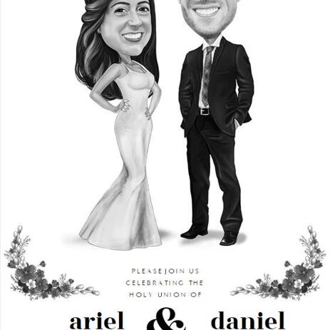 Wedding Portrait Printed on Invitations - example