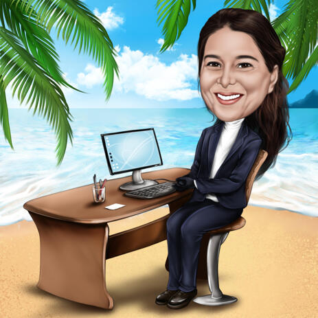 Business Person Vacation Caricature in Color Style from Photos - example