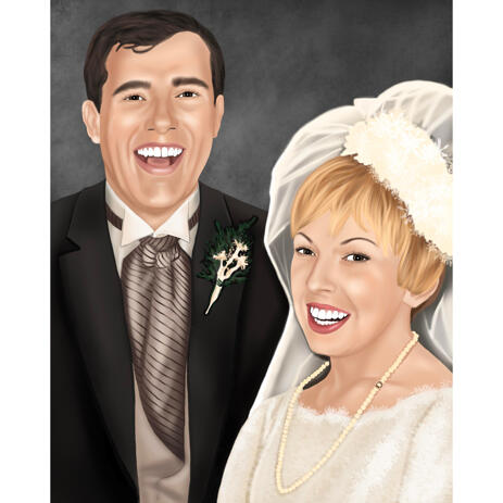 Bride and Groom Wedding Portrait from Photos in Colored Style with Background - example
