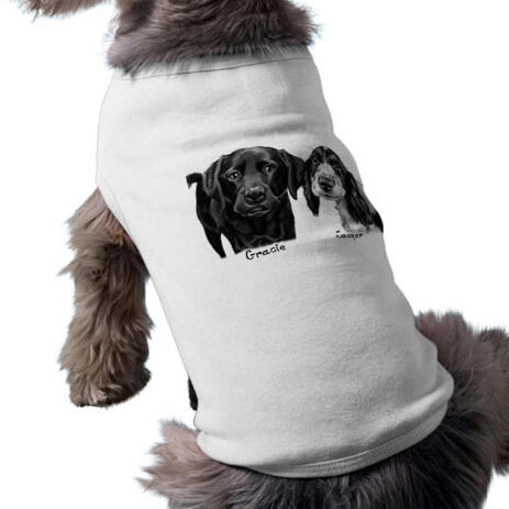 Dogs Portrait on Printed Pet Shirt - example