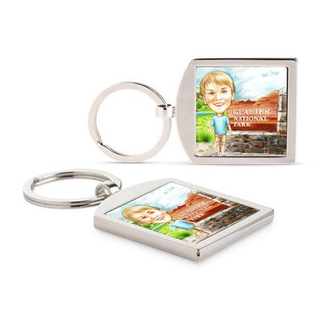 Colored Boy Caricature on Keyrings - example