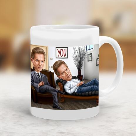 Custom Caricature for Business on Cofee Mug - example