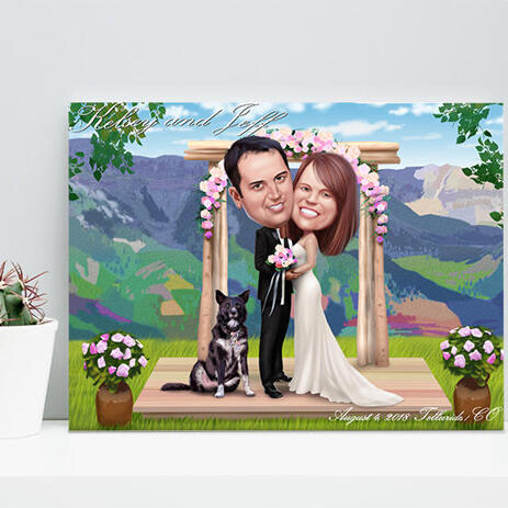 Custom Wedding Gift - Caricature Printed on Canvas - example