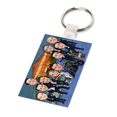 Group Wedding Caricature for Wedding Keyring Gift - example