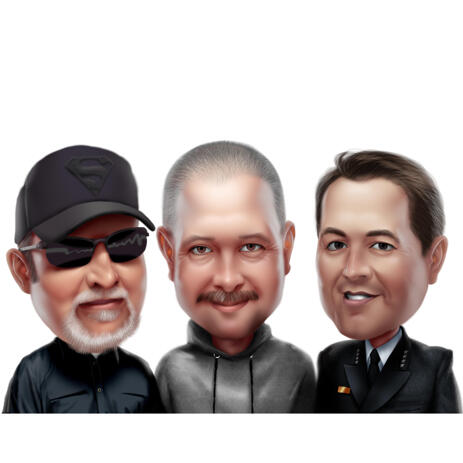 Friends Group Cartoon Portrait in Colored Style from Photos for Friendship Gift - example