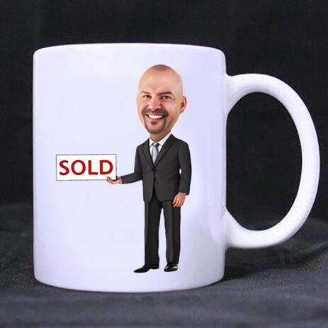 Employee Caricature on cofee mug - example