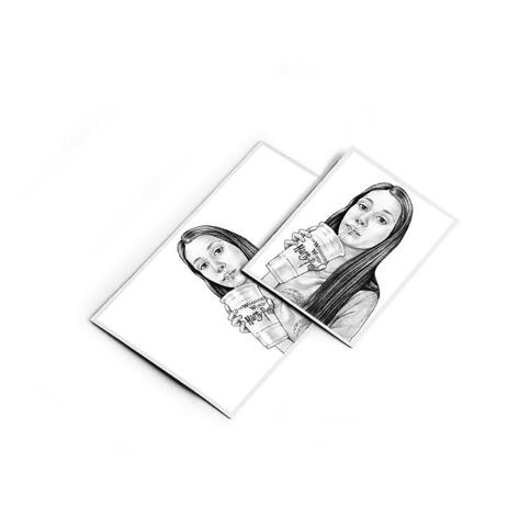Teen Caricature from Photos as Magnet - example