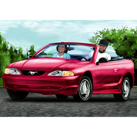 Two Persons in Car Portrait from Photos with Colored Background - example