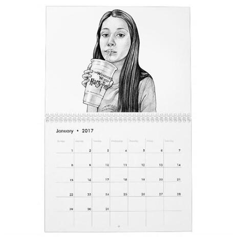 Teen Caricature from Photos as Calendar - example
