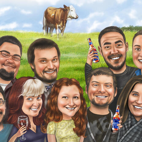 Friends Group Caricature from Photos - example