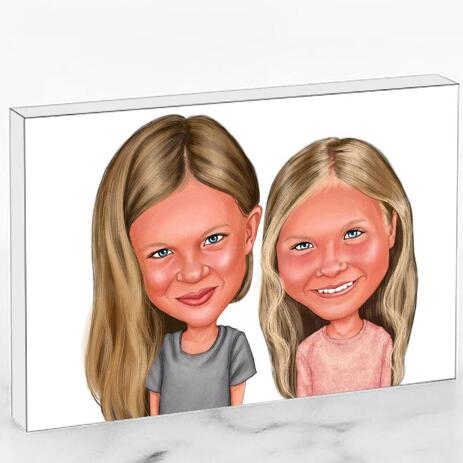 BFF Kid Caricature Printed on Photo Block - example