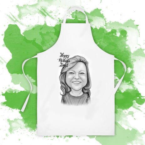 Print on Apron: Drawing of Woman in Cartoon Digital Style - example