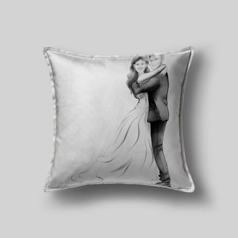 Wedding Caricature on Pillow - example