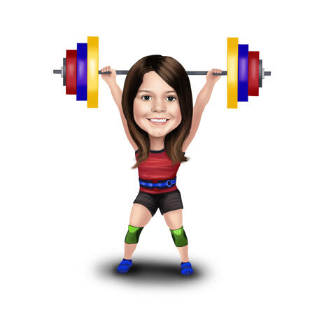 Full Body Colored Style Fitness Exercise Caricature Drawing from Photos - example
