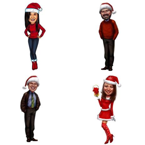 Full Body Christmas Caricature of 1 Person in Colored Style - example