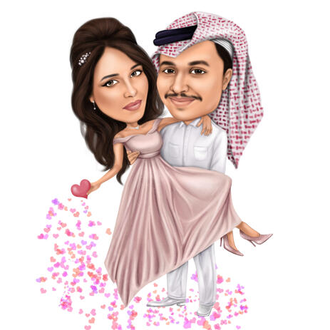 Romantic Love Couple Caricature in Full Body Type on White Background - example