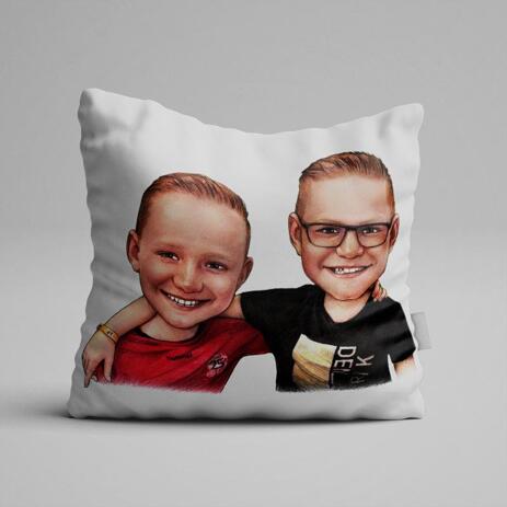Friends Kids Caricature on Pillow - example