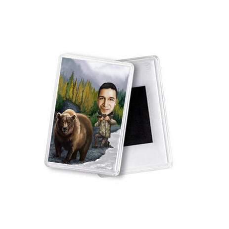 Man with Pet Caricature Magnets - example