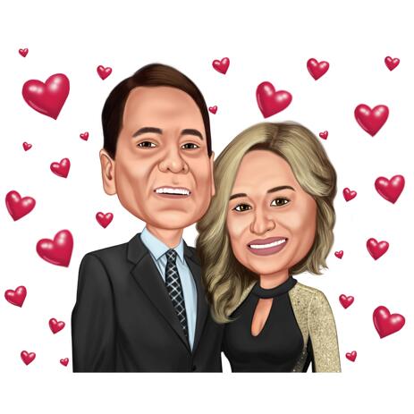 Couple Caricature from Photos for Anniversary Gift - example