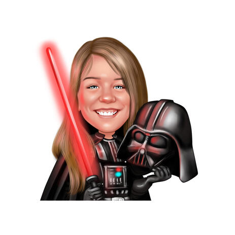 Fully Customized Kid Caricature in Color Style from Photos for Star Wars Fans - example