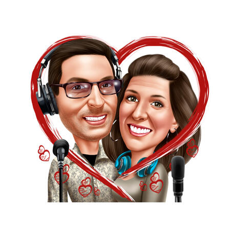 Romantic Singer Couple Caricature from Photos for Music Lovers - example
