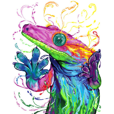 Lizard Chameleons Reptile Caricature in Watercolor Style from Photo - example