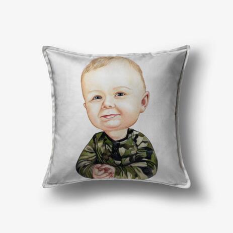 Toddler Caricature from Photos as Pillow - example