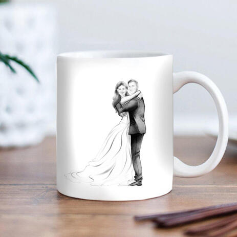Bride and Groom Caricature on Mug - example