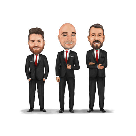 Group Businessman Partners Caricature in Colored Style from Photos - example