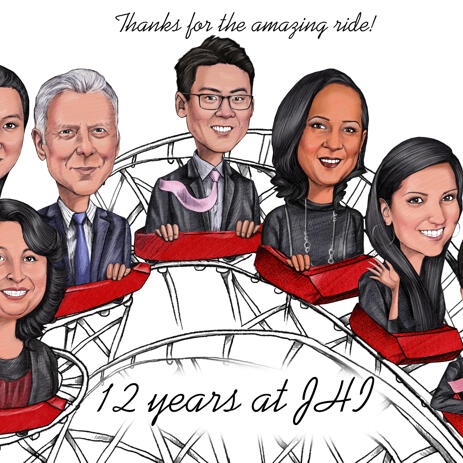 Farewell Group Caricature from Photos - example