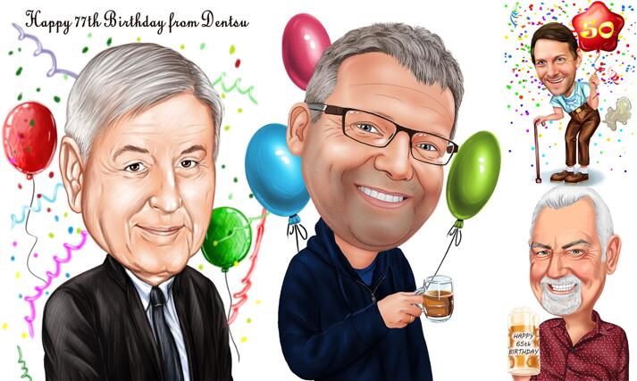 Grandpa's Birthday Caricature large example