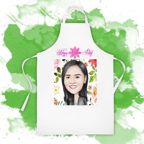 Kitchen Apron Delivery: Colored Cartoon Caricature Drawing in Colored Pencils - example