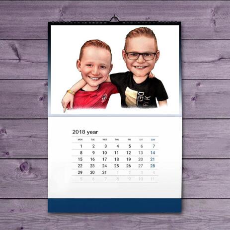 Friends Kids Caricature on Calendar - example