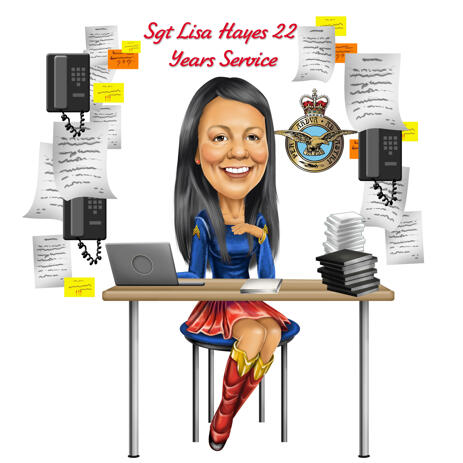 Superhero Accountant Caricature Drawing in Colored Full Body Style from Photos - example