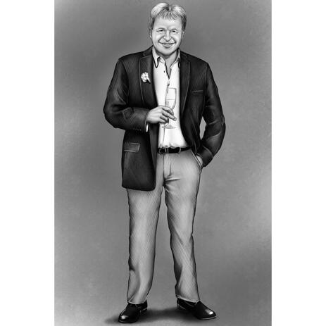 Full Body Black and White Person Portrait from Photos with Background - example