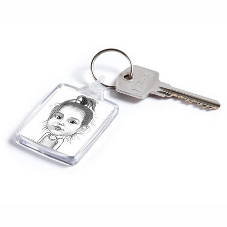 Baby Girl Caricature Printed on Keyrings - example