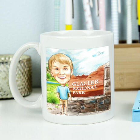Colored Boy Caricature on Mug - example