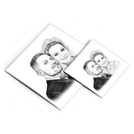 Pencils Portrait of Bride and Groom as Magnetes Print - example