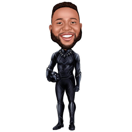 Colored Full Body Caricature from Photos for Black Panther Fans - example
