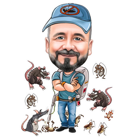 Person with Rat Killing Device Cartoon Caricature for Custom Logo Avatar - example