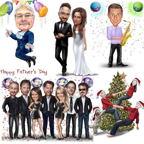 Any Holiday Full Body Caricature in Colored Style - example