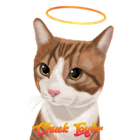 Custom Colored Digital Style Cat Memorial Caricature Drawing from Photos - example