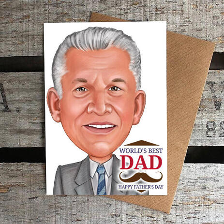 Best Dad Caricature in Color Style Personalized Father's Day Poster Gift - example