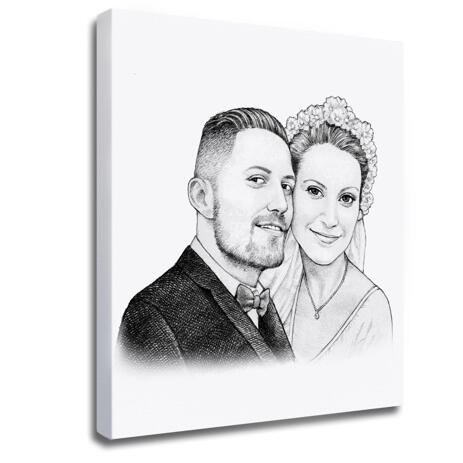 Pencils Portrait of Bride and Groom as Canvas Print - example