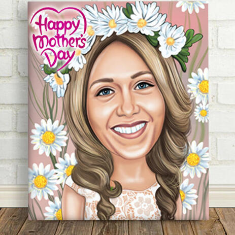 Print on Canvas: Cartoon Drawing for Mother's Day Gift - example