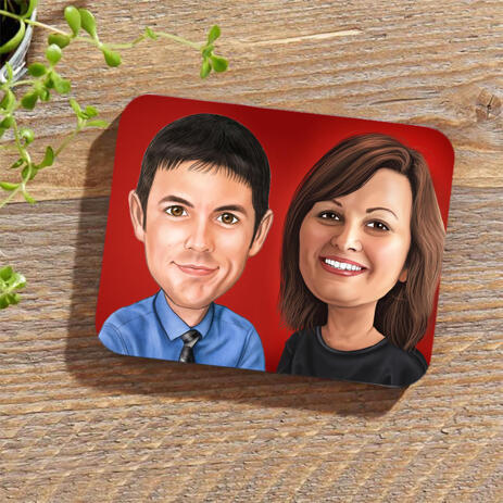 Corporate Caricature on Photo coasters - example