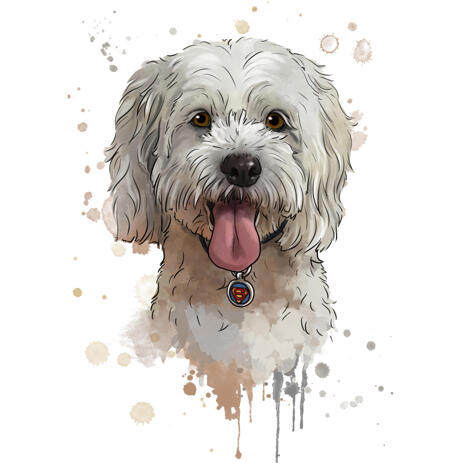 Watercolor Bichon Toy Dog Portrait from Photos in Natural Coloring - example