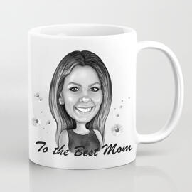 Dessin de dessin animé imprimé fête des mères sur une tasse dessinée dans un style monochrome